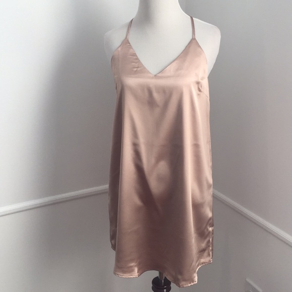 Satin Slip Dress in Champagne - Picture 2 of 4